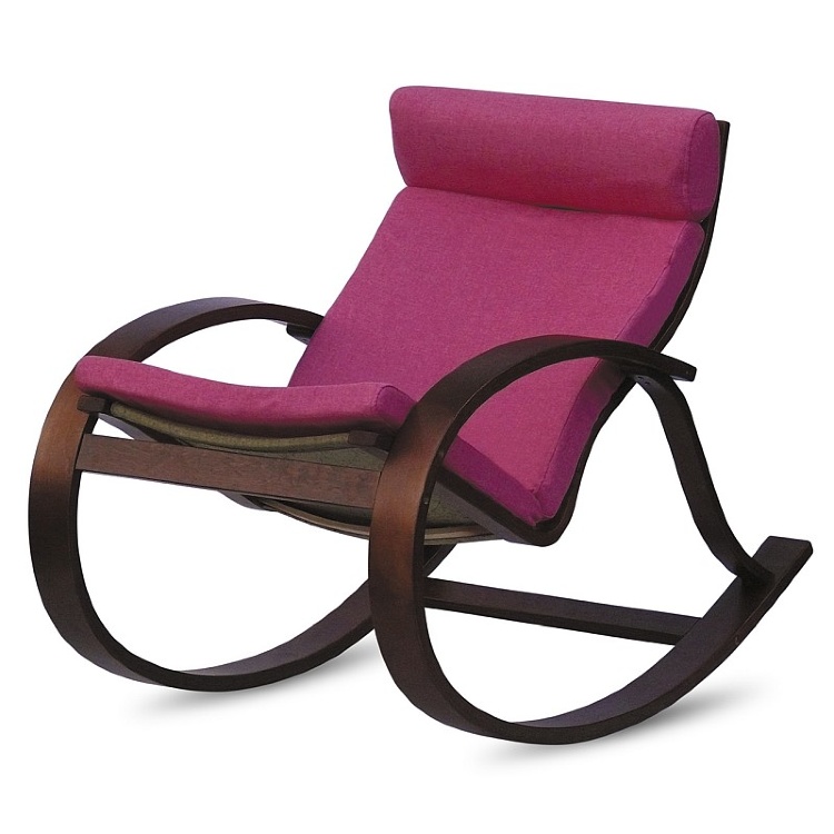 Кресло-качалка "York" (Йорк) орех, розовый, с подушкой