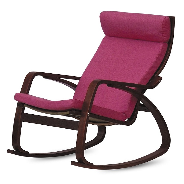 Кресло-качалка "Бристоль" орех, розовый, с подушкой