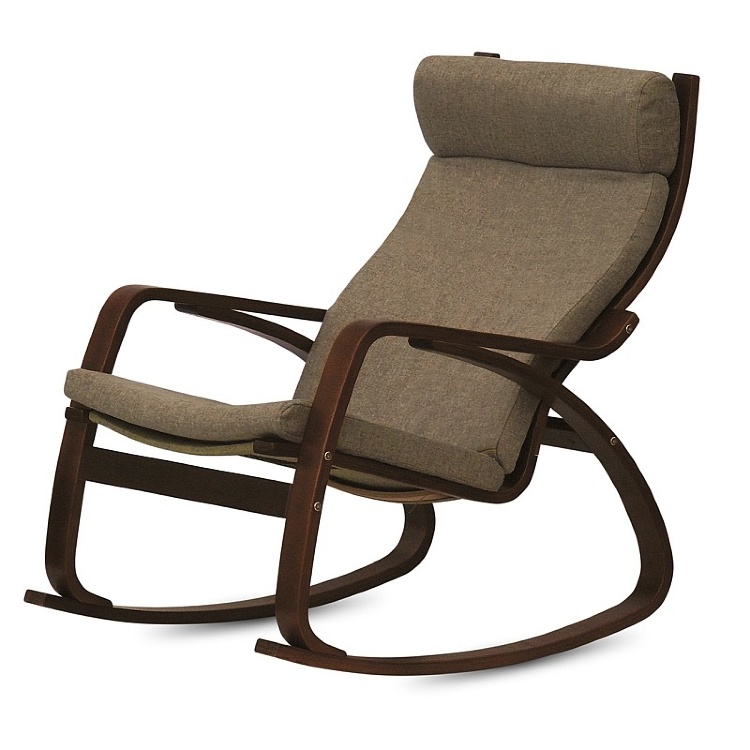 Кресло-качалка "Бристоль" орех, серо-коричневый, с подушкой